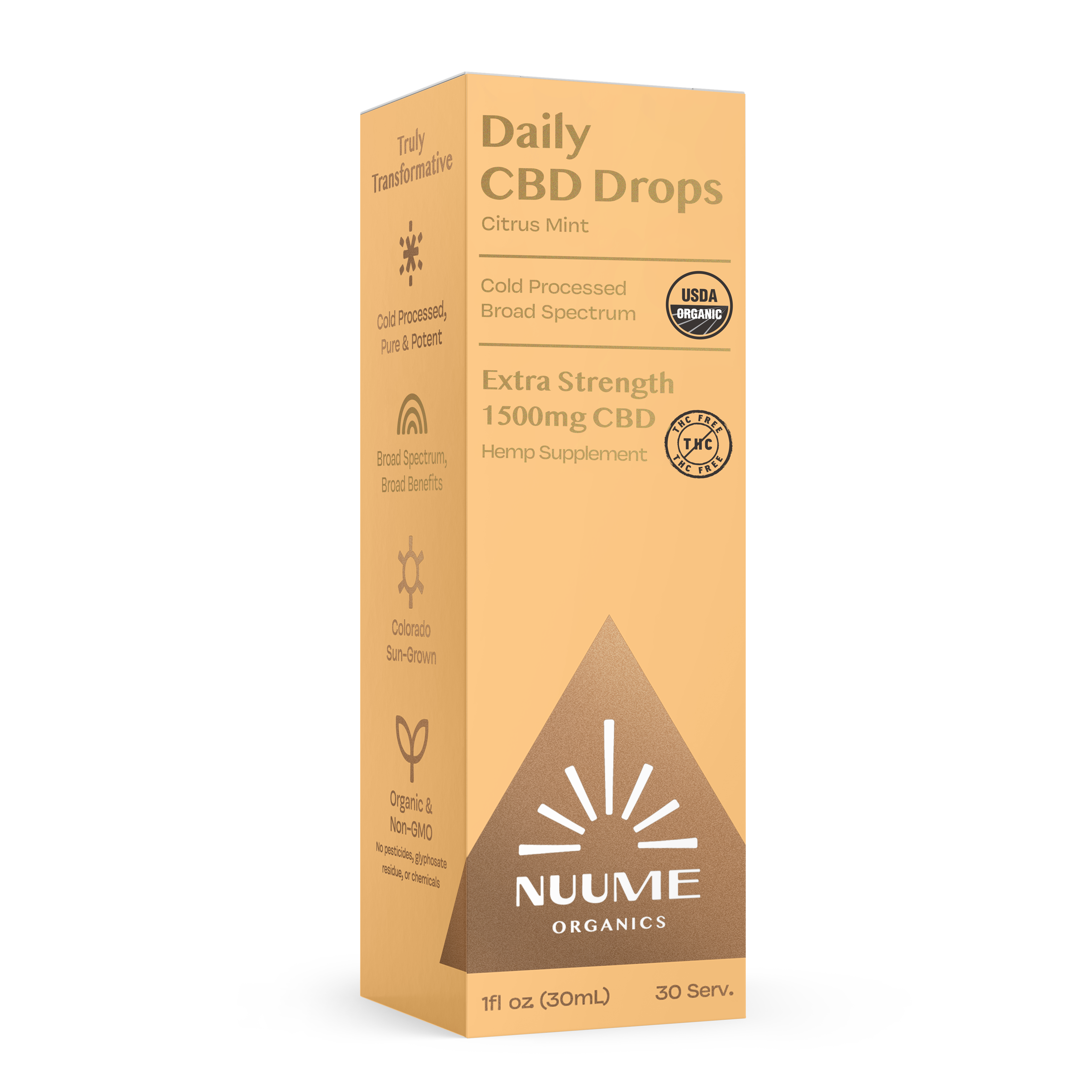 Organic CBD THC-Free Drops Citrus Mint - Extra Strength 1500mg - Broad Spectrum