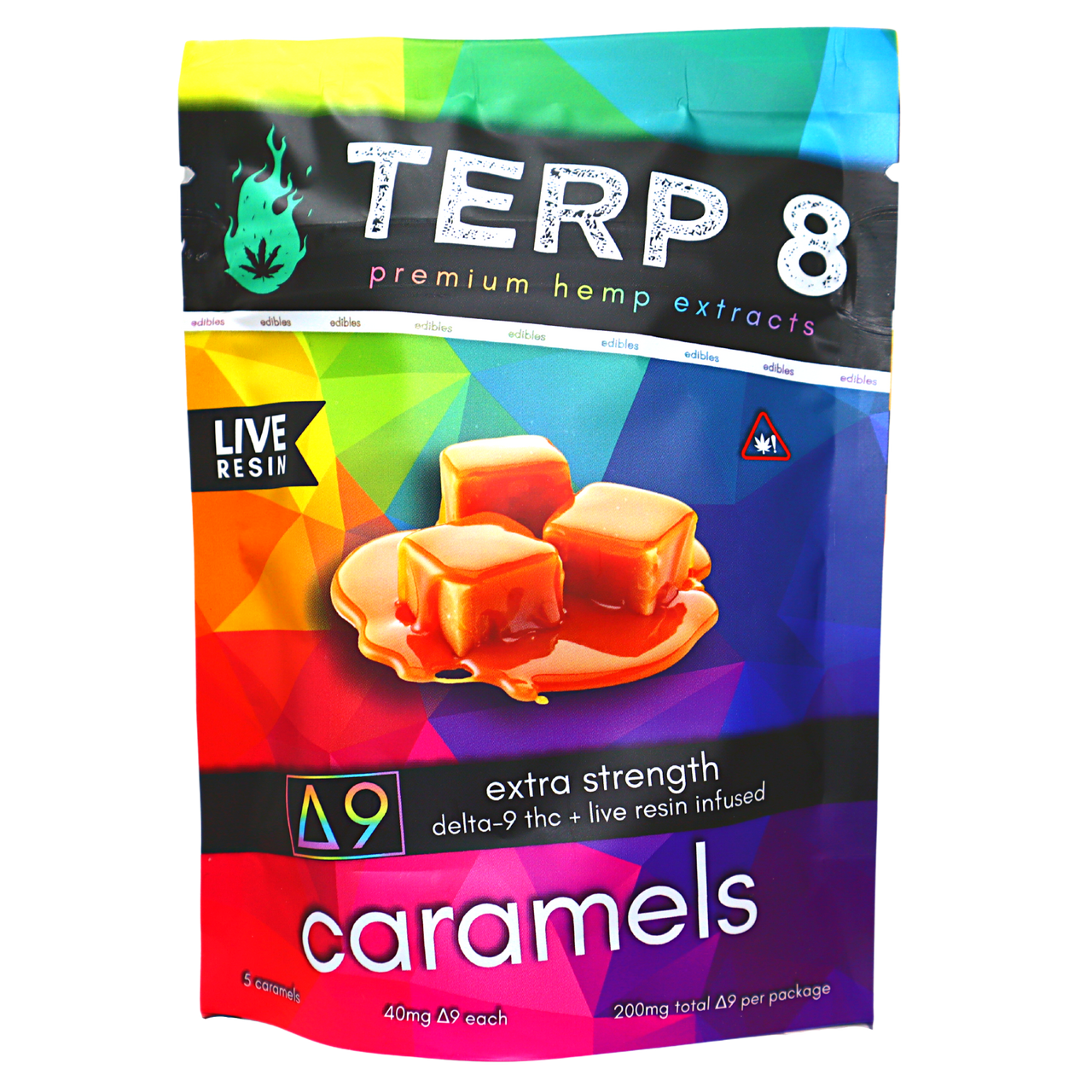 Organic Live Resin Delta-9 Caramels [5-Pack  //  200mg - Extremely Potent]